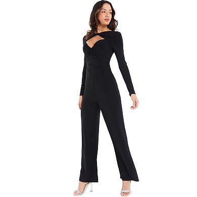 Quiz Women's Ity Jumpsuit With Keyhole Neck And Long Sleeves