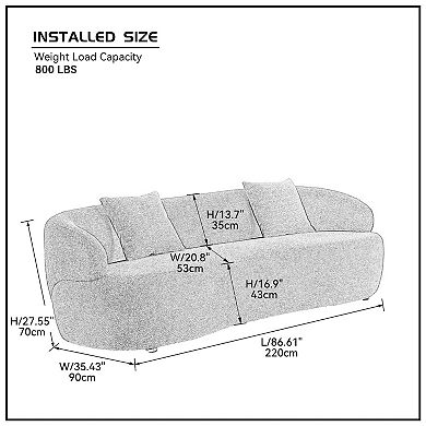 F.c Design Mid Century Modern Curved Sofa