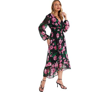 Quiz Women's Chiffon Floral Wrap Dress