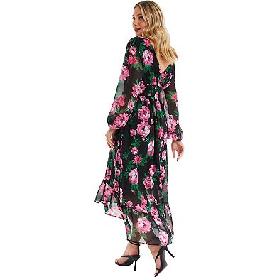 Quiz Women's Chiffon Floral Wrap Dress