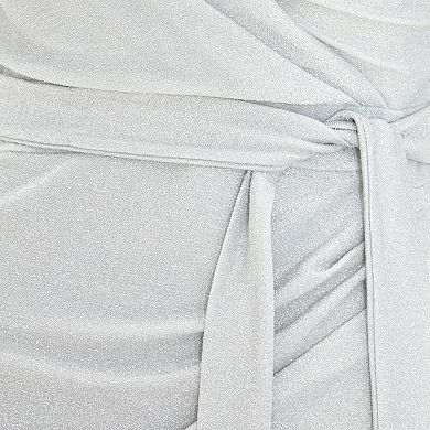Quiz Women's Lurex Puff Sleeve Wrap Midi Dress