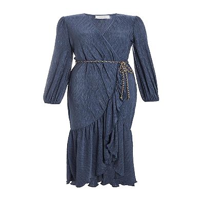 Quiz Women's Long Sleeve Belted Wrap Midi Dress