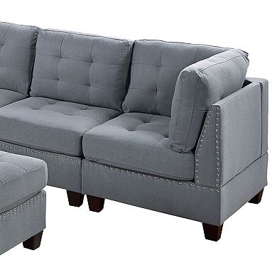 F.c Design Contemporary Modular 6pc Sectional Sofa Set With Ottoman