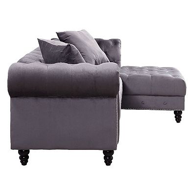 F.c Design Sectional Sofa With 2 Pillows