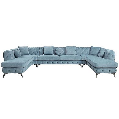 F.c Design Classic Style Sectional Sofa With 7 Pillows