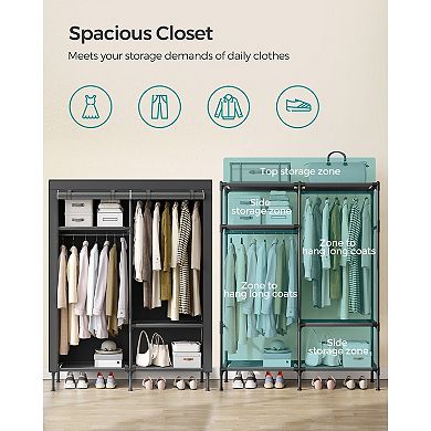 Portable Closet, Fabric Wardrobe Closet, Clothes Organizer With Hanging Rails