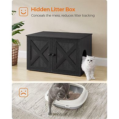 Hidden Cat Litter Box Enclosure, Wooden Cabinet Furniture, Cat Washroom With Doors