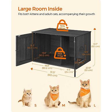 Hidden Cat Litter Box Enclosure, Wooden Cabinet Furniture, Cat Washroom With Doors