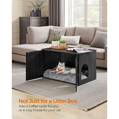 Hidden Cat Litter Box Enclosure, Wooden Cabinet Furniture, Cat Washroom With Doors