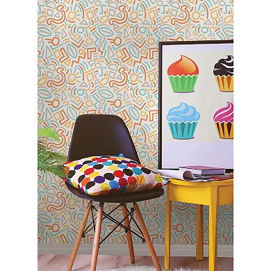 WallPops Aelfie Doodle Abstract Periwinkle Peel and Stick Wallpaper