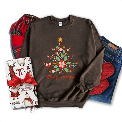 Merry And Bright Tree Grunge Sweatshirt