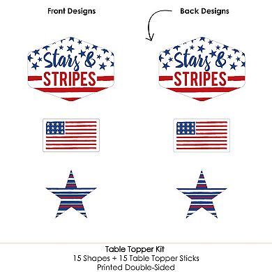 Big Dot Of Happiness Stars & Stripes - Usa Patriotic Centerpiece Sticks - Table Toppers 15 Ct
