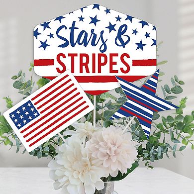 Big Dot Of Happiness Stars & Stripes - Usa Patriotic Centerpiece Sticks - Table Toppers 15 Ct