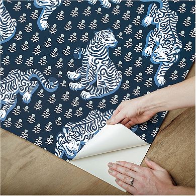 WallPops PrintFresh Tiger Queen Navy Peel and Stick Wallpaper