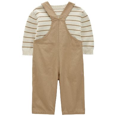 Baby Boy Carter's 2-pc. Striped Thermal Sweater & Canvas Coverall Set