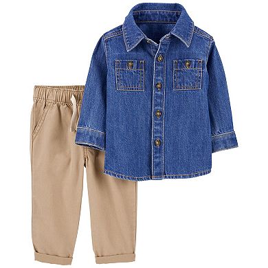 Baby Boy Carter's 2-pc. Denim Button-Front & Pull-On Pant Set