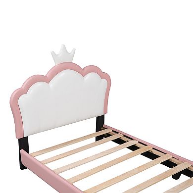 Merax Upholstered Princess Bed With Crown Headboard