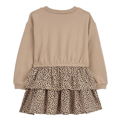 Toddler Girl Carter's Leopard Print Ruffle Long Sleeve Dress