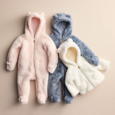 Baby Girl Carter's Pink Hooded Ear Sherpa Jumpsuit