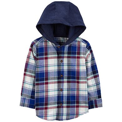 Baby Boy Carter's Plaid Hooded Button-Front Shirt