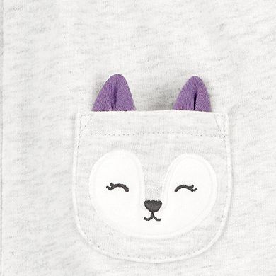 Baby Girl Carter's 3-Piece Purple Fox Little Vest Set