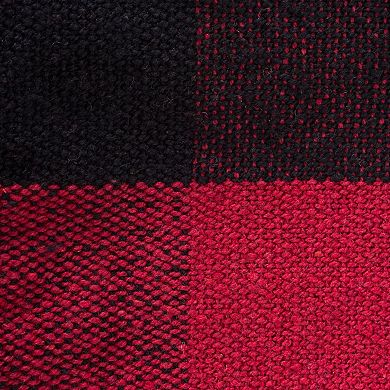 Tango Red and Black Buffalo Check Fringed Throw Blanket 50" x 60"