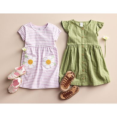 Toddler Girl Carter's Olive Button-Front Flutter Dress