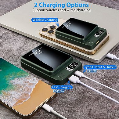 2-in-1 Magsafe Wireless Power Bank - 10,000mah, Pd20w - Fit For Iphone 14 Series And More