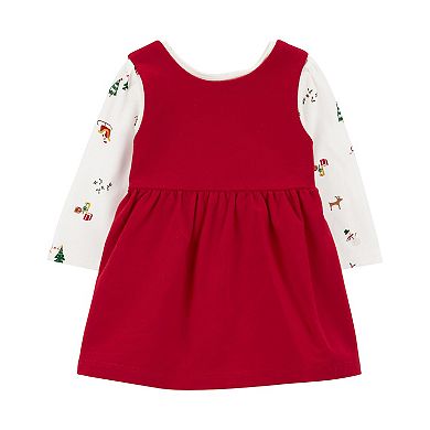 Baby Girl Carter's 3-pc. Holiday Red Dress, Bodysuit & Headband Set