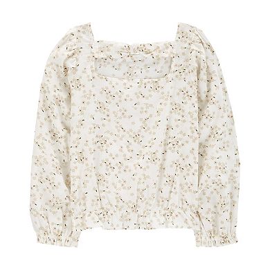 Girls 4-14 Carter's Floral Twill Long Sleeve Top