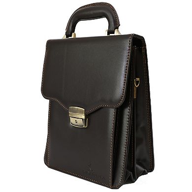 Small Brown Leather Messenger Bag, Business Briefcase Tablet Bag