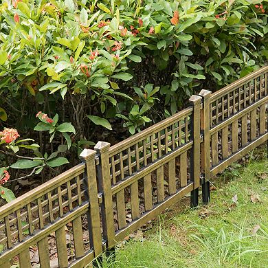 Plastic Outdoor Decor Garden Flower Edger Fence, Border, Set of 4 Panels