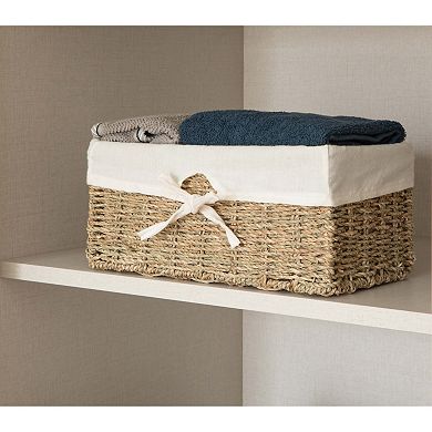 Seagrass Shelf Basket Lined with White Lining