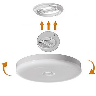 White Round Motion Sensor LED Ceiling Light Flush Mount Fixture 6500K Daylight, 1800lm 18W