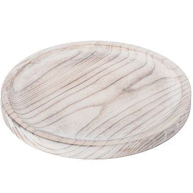 Vintage Raw Wood Charger Round Display Tray