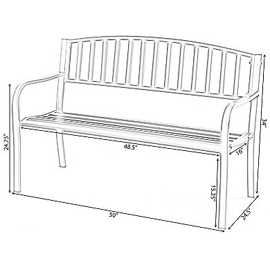 Steel Garden Park Bench Cast Iron Frame Patio Lawn Yard Decor