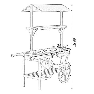 Wooden Rolling Table Cart with Wheels for Home Décor, Display Rack, Coffee Station, Food Stand