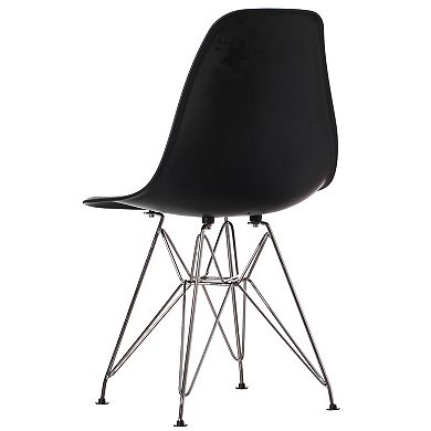 Mid-Century Modern Style Plastic DSW Shell Dining Chair with Metal Legs, Set of 4