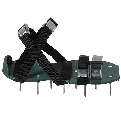 Lawn and Garden Aerator Spike Shoe With 3 Metal Buckle Straps, Green Spiked Sandal