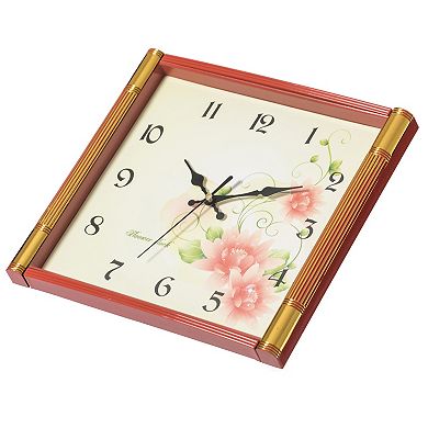 Unique Modern Square Shaped Wall Clock with Floral Design