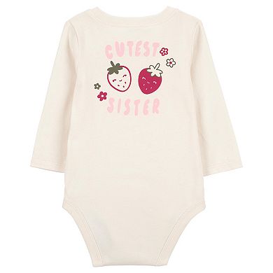 Baby Girl Carter's Baby Sister Strawberry Collectible Bodysuit