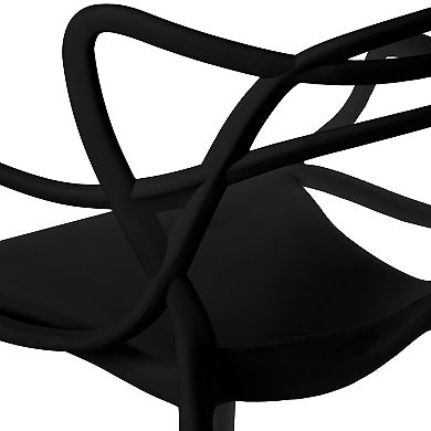 Mid-Century Modern Style Stackable Plastic Molded Armchair with Entangled Open Back