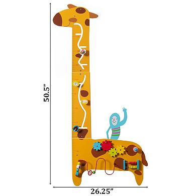 Wooden Sensory Wall Game, Activity Toy Growth Chart for Playroom, Nursery, Preschool