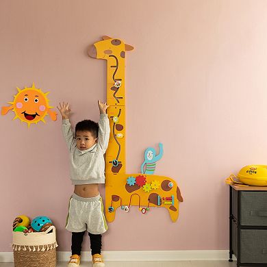 Wooden Sensory Wall Game, Activity Toy Growth Chart for Playroom, Nursery, Preschool