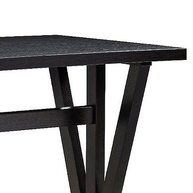 47 Inch Ethan Collection Wood Dining Table, V Shaped Legs, Trestle, Dark Brown