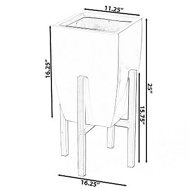 Indoor Decorative Square Planter with Wooden Stand