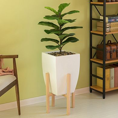 Indoor Decorative Square Planter with Wooden Stand