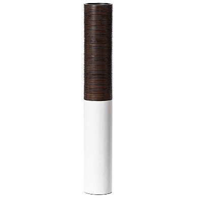 Modern Tall Decorative White and Brown Ripped Cylinder Floor Vase