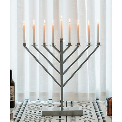 Large Metal Silver Coated Hanukkah Menorah 2 Ft. For Synagogue