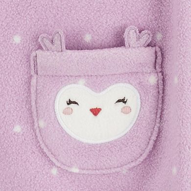 Baby Girl Carter's Owl Hooded Zip-Up Fleece Jumpsuit